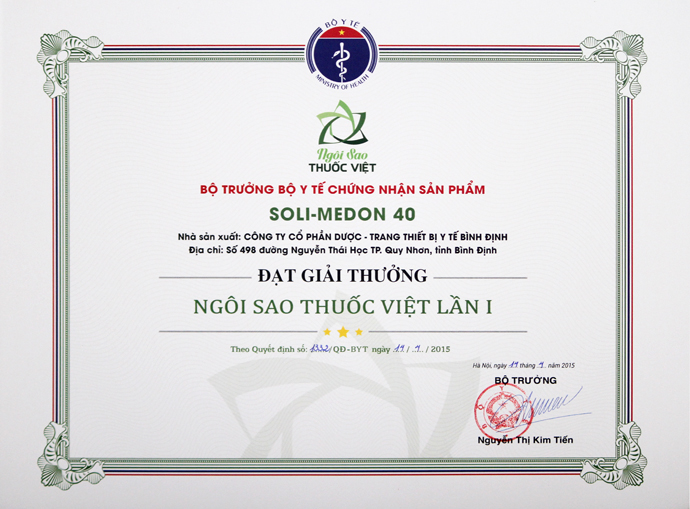 Bidiphar Tự hào đạt giải “Ngôi sao thuốc Việt”