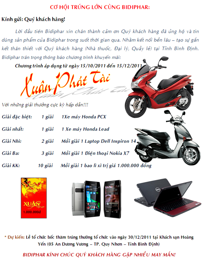 Cơ hội trúng lớn cùng Bidiphar.