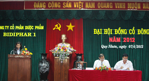 Công ty Cổ phần Dược phẩm Bidiphar 1 tổ chức Đại hội cổ đông thường niên năm 2012