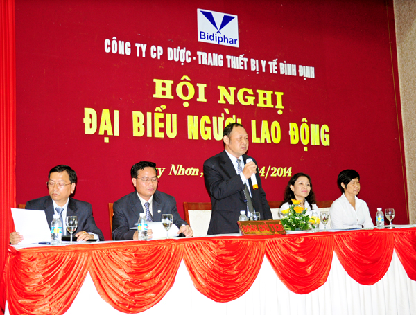 Công ty cổ phần Dược - Trang Thiết bị y tế Bình Định (Bidiphar) tổ chức Hội nghị Đại biểu người lao động năm 2014