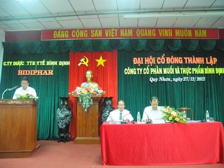 Đại hội cổ đông thành lập Công ty Cổ phần Muối và Thực phẩm Bình Định