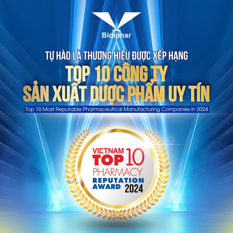 BIDIPHAR VƯƠN LÊN VỊ TRÍ THỨ 4 TRONG TOP 10 CÔNG TY DƯỢC PHẨM UY TÍN VIỆT NAM NĂM 2024