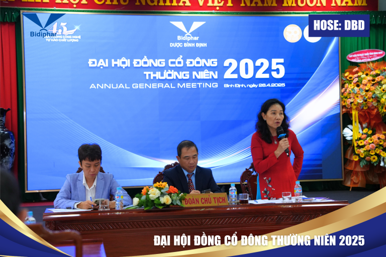 BIDIPHAR ĐẶT MỤC TIÊU DOANH THU 2.000 TỶ ĐỒNG VÀ THÔNG QUA NHIỀU NỘI DUNG QUAN TRỌNG TẠI ĐẠI HỘI CỔ ĐÔNG 2025